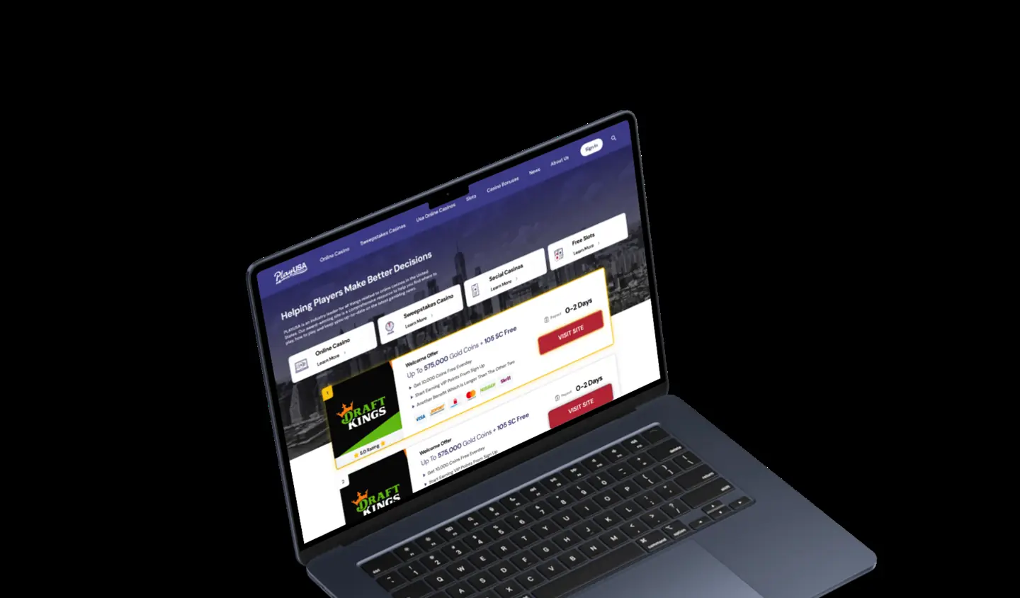 PlayUSA desktop homepage redesign